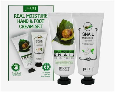 Набор кремов для кожи рук и ног с улиткой  JIGOTT SNAIL REAL MOISTURE HAND&FOOT CREAM SET 100мл*2шт 4154 - фото 7048